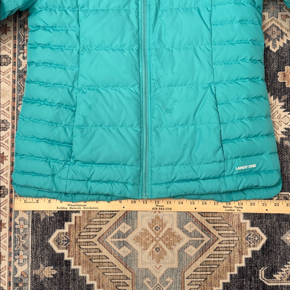 Lands’ End Teal Puffer High Neck Coat Women’s Size Medium - Picture 14 of 14
